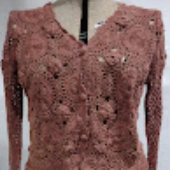 CROQUET CLUB VINTAGE Y2K RAMIE/COTTON CROCHET SWEATER CROPPED BOHO  SIZE 18/20 - Picture 2 of 13